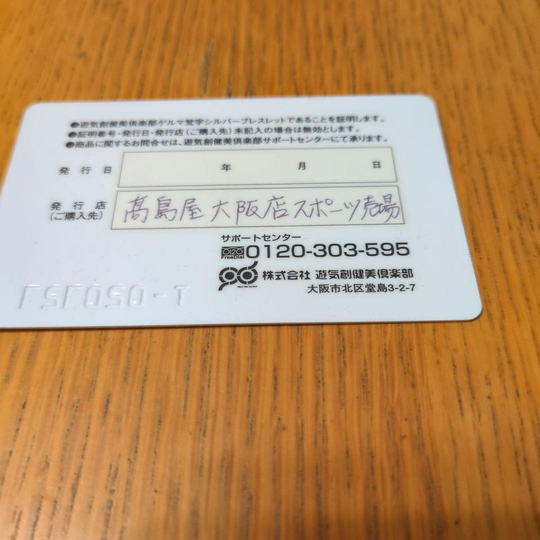 遊気創健美倶楽部ゲルマニウム梵字シルバーブレスレット