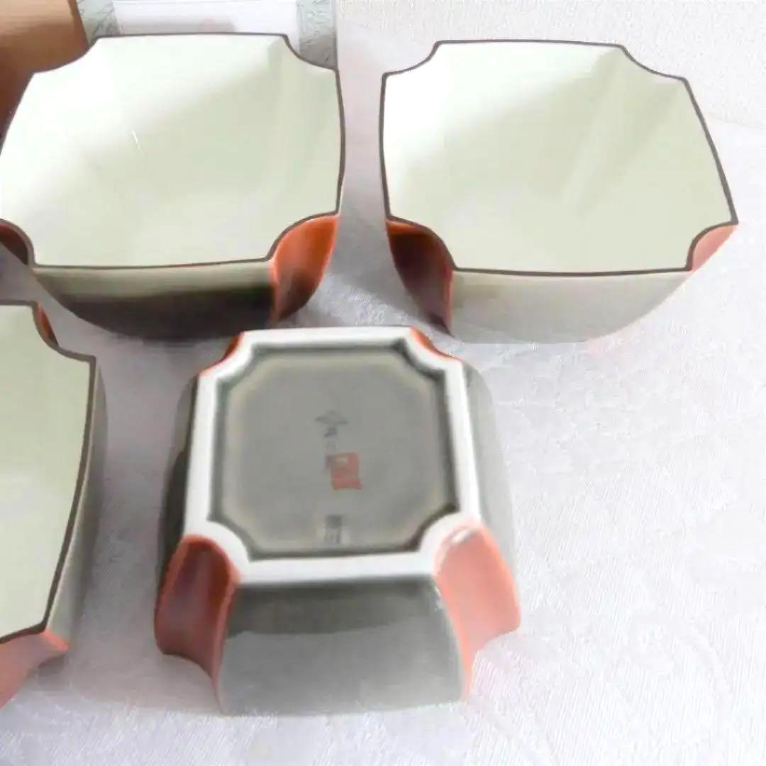 【深川製磁】 百年庵　茶灰釉赤　小丼５客揃　小鉢　新品未使用