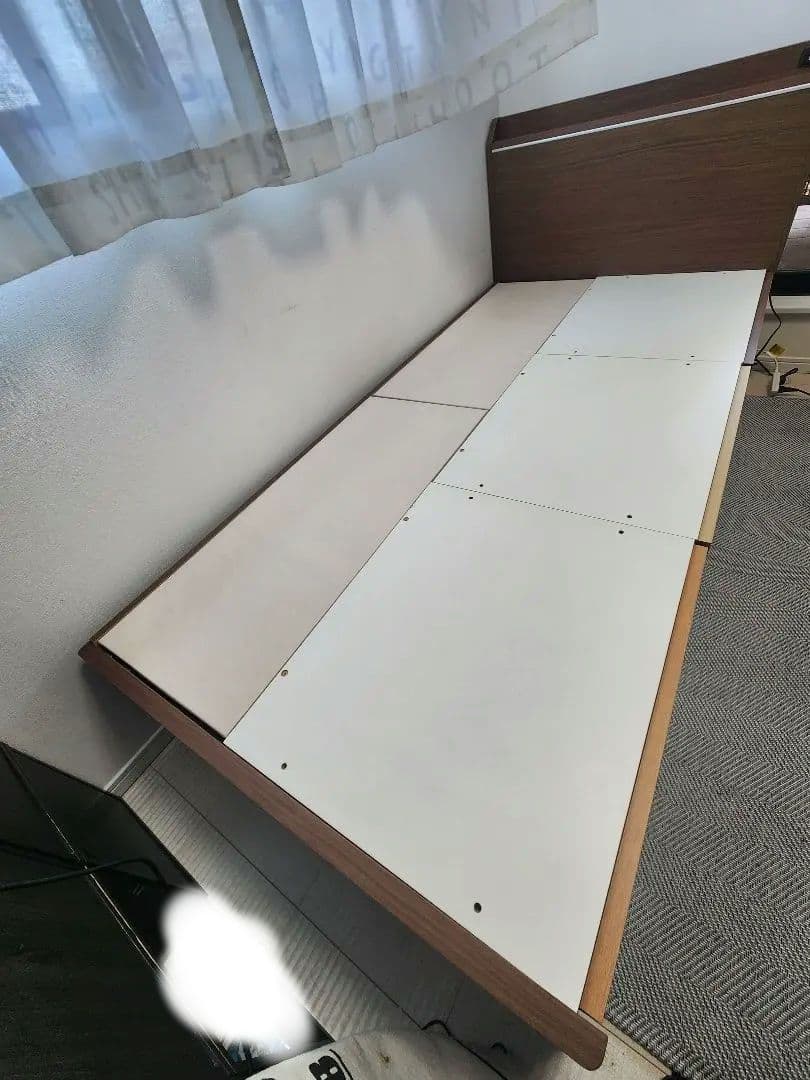 美品‼️シングルベッド ブラウンMIX 収納付き