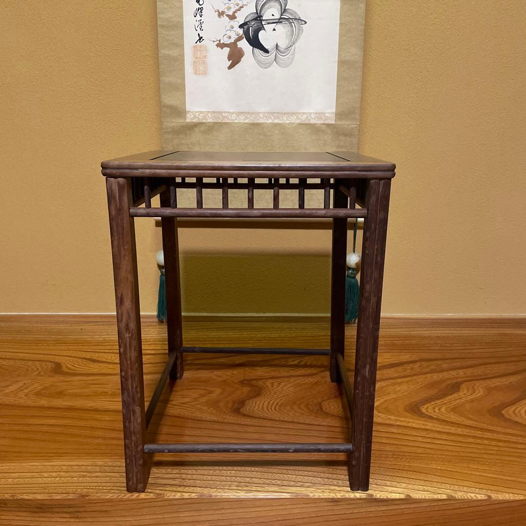 【唐木】懸崖1.1尺 盆栽台 黒檀 ビンテージ品 高卓(こうしょく)やや低くめ