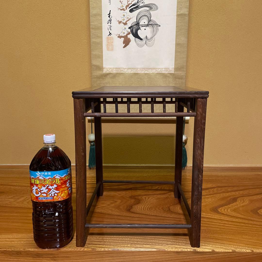 【唐木】懸崖1.1尺 盆栽台 黒檀 ビンテージ品 高卓(こうしょく)やや低くめ