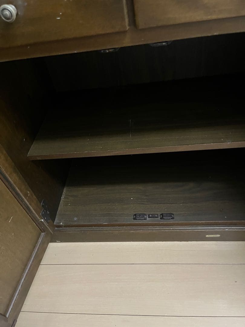 木製食器棚 ガラス扉付き ブラウン