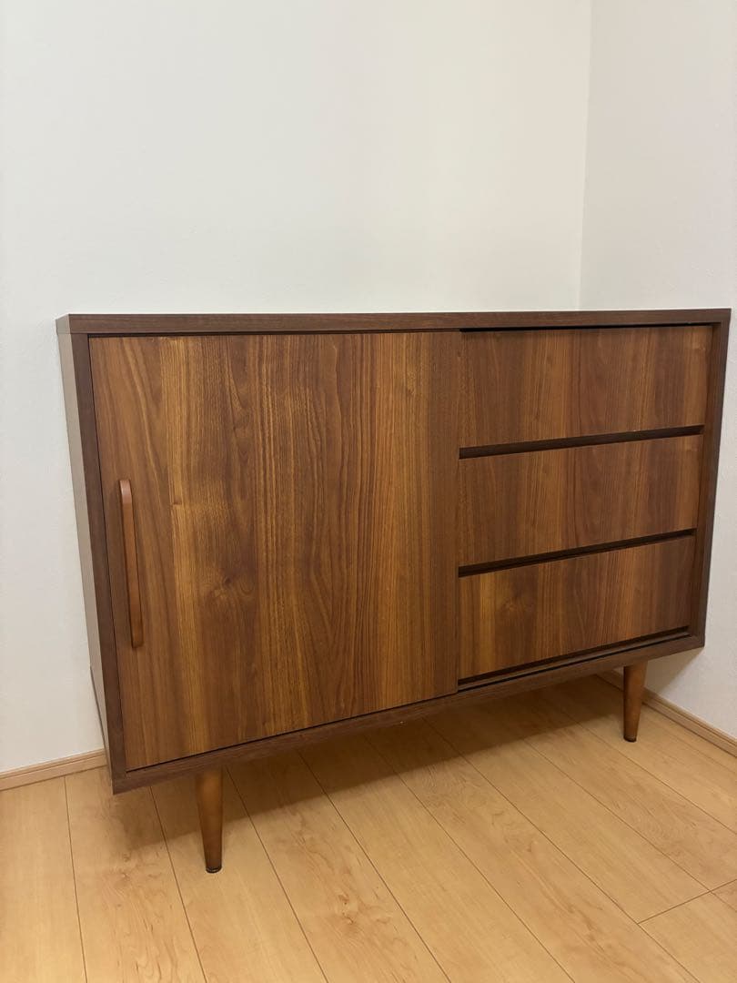 【実物写真追加】脚付　キャビネット　サイドボード　ウォールナット　幅120