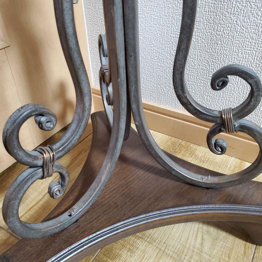 アンティークウッド　アイアン製　サイドテーブル　シャビー加工　高さ76cm