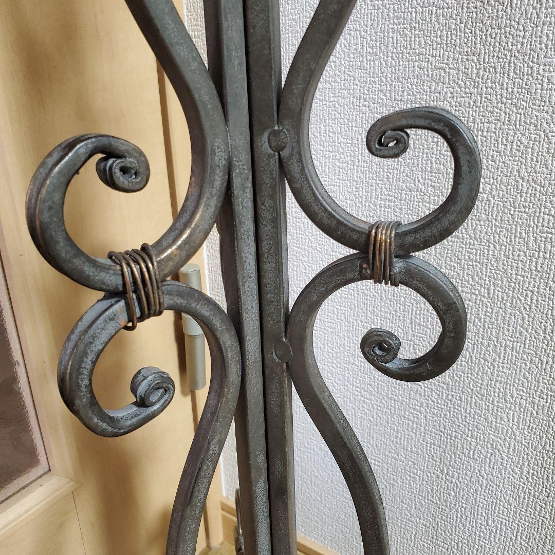 アンティークウッド　アイアン製　サイドテーブル　シャビー加工　高さ76cm