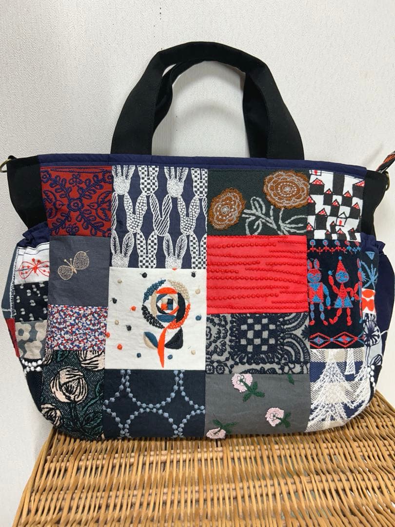 ミナペルホネン＊パッチギャザポケファスナートートLL✂️ハンドメイド