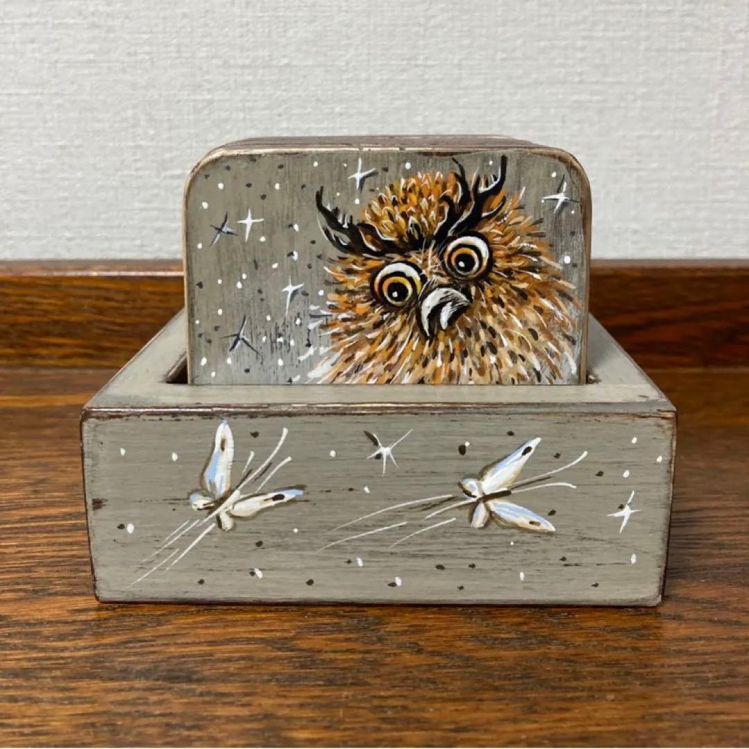 ロシア雑貨☆『霧の中のハリネズミ』コースター6枚&専用Boxマトリョーシカ