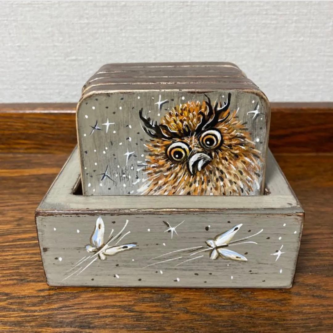 ロシア雑貨☆『霧の中のハリネズミ』コースター6枚&専用Boxマトリョーシカ