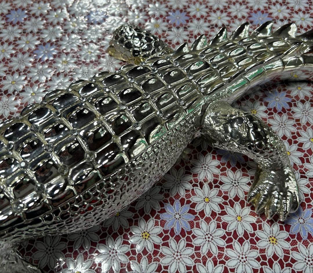 クロコダイル シルバー 置物