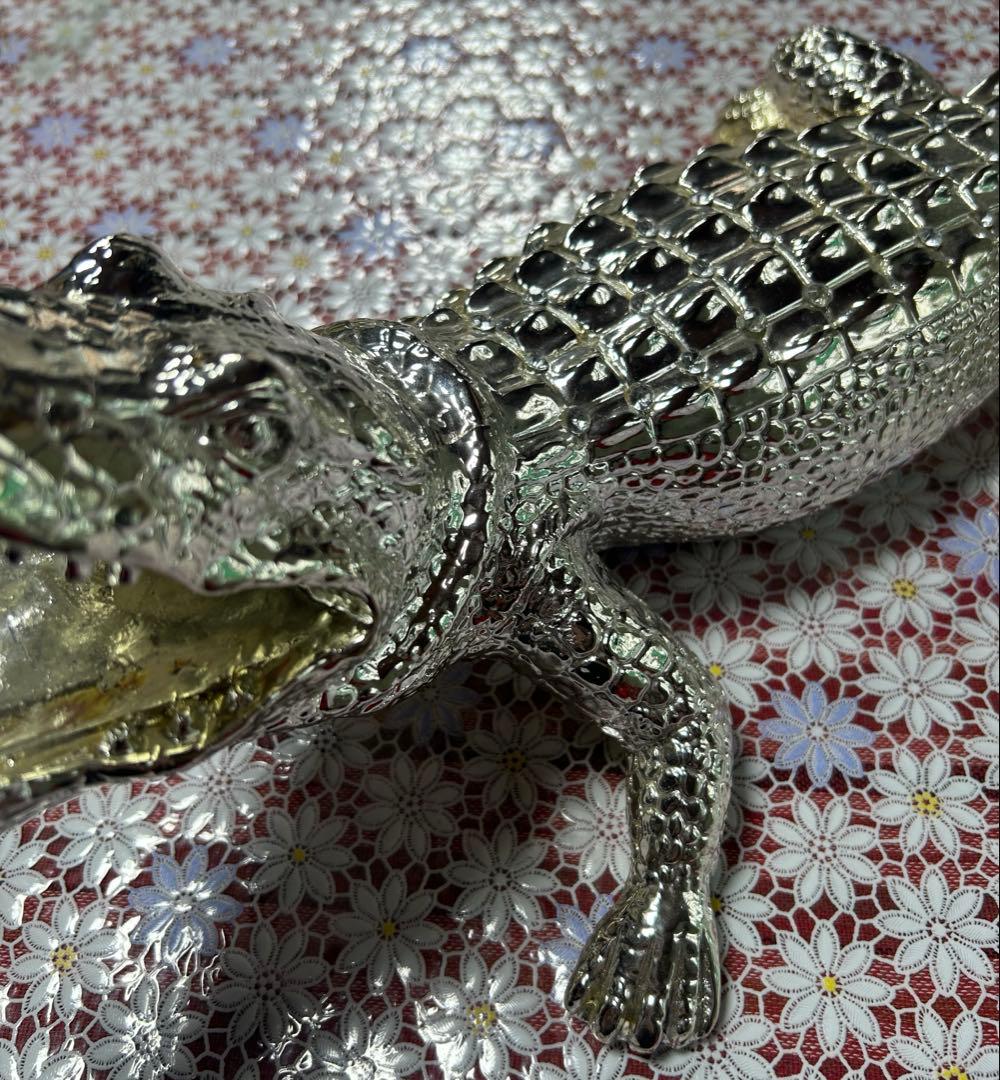 クロコダイル シルバー 置物