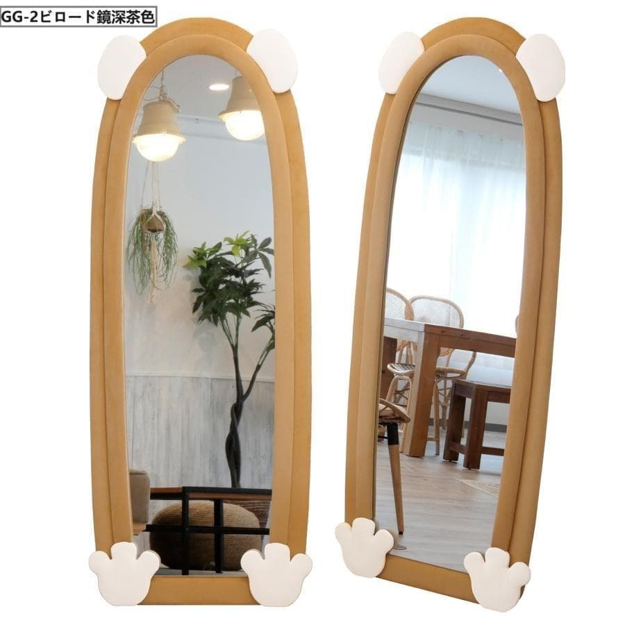 全身鏡 韓国風 クマ 可愛い 160x60 ビロードフレーム ブラック 2209