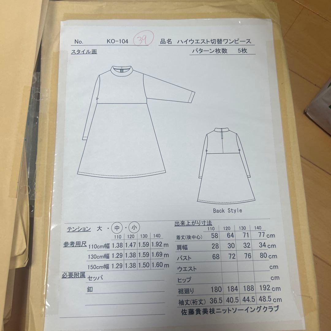 佐藤貴美枝ニットソーイングクラブの型紙 型紙セット