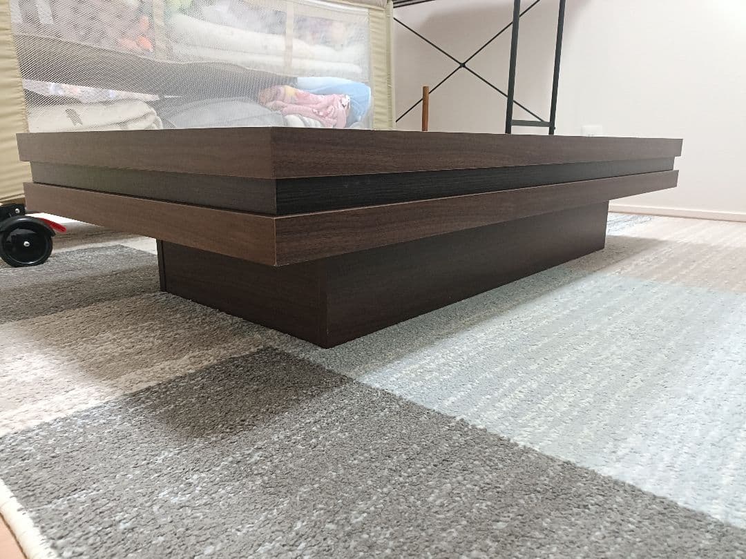 LOWYA ダークブラウン木製ローテーブル