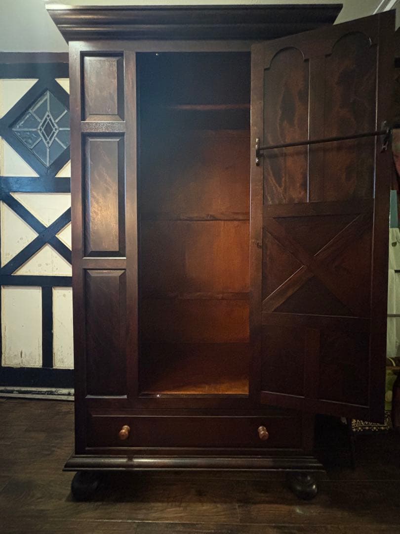 送料込　松本民芸家具ワードローブ　洋服タンス、衣装箪笥、収納棚　定価約49万円