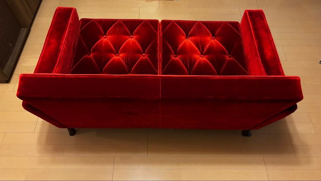 カリモク60 ロビーチェア 2シーター 名古屋プレミアムモケットレッド