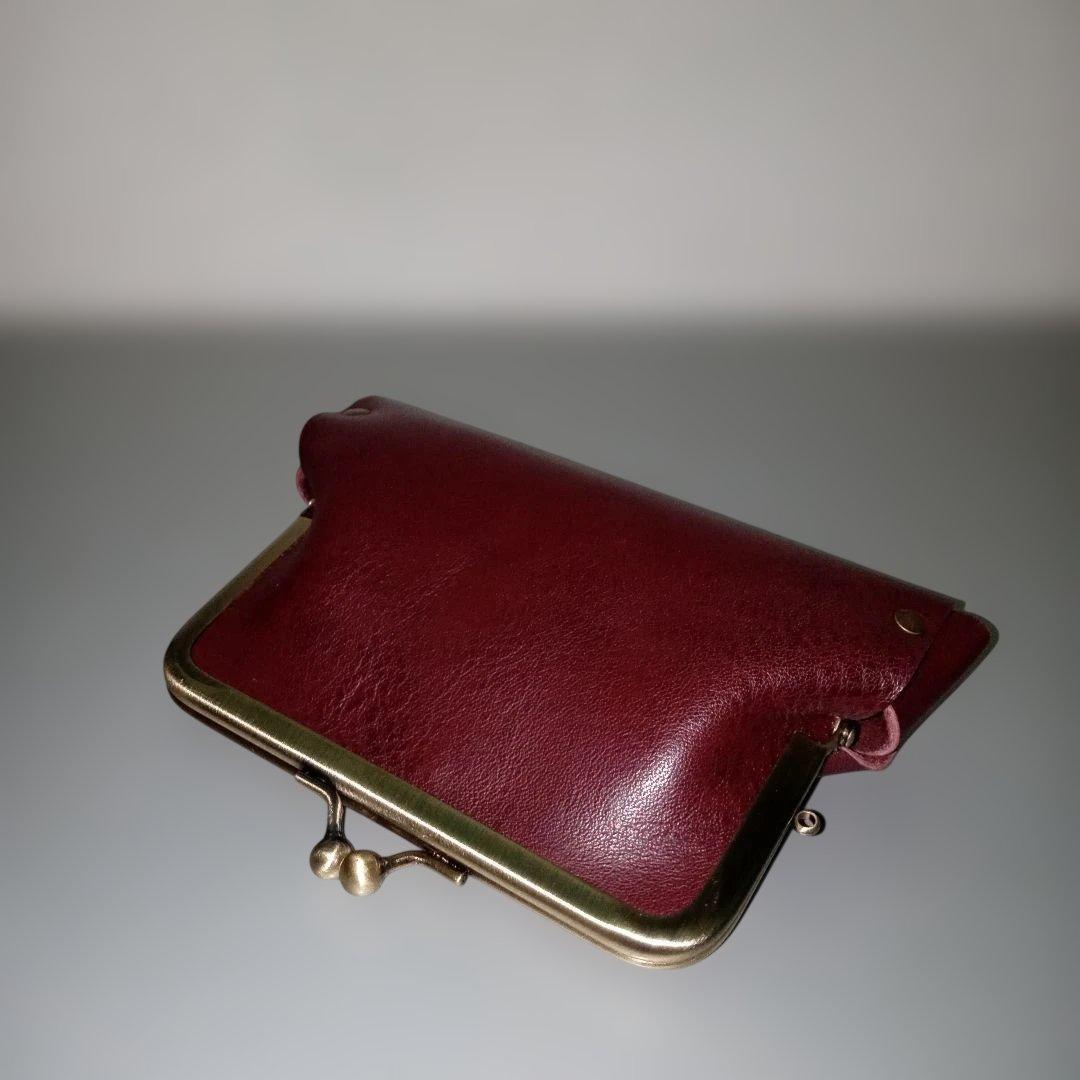 姫路レザー　親子がま口財布　コンパクト財布　紫　パープル　ヴァイオレット　がま口