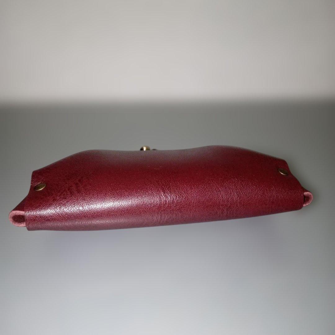 姫路レザー　親子がま口財布　コンパクト財布　紫　パープル　ヴァイオレット　がま口