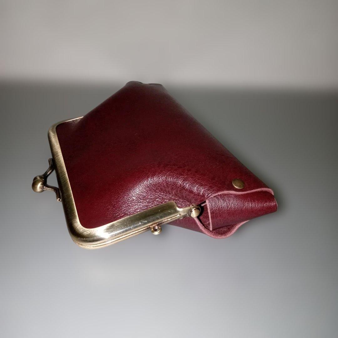 姫路レザー　親子がま口財布　コンパクト財布　紫　パープル　ヴァイオレット　がま口