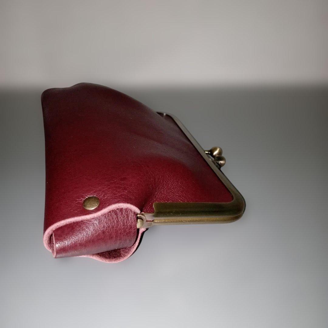 姫路レザー　親子がま口財布　コンパクト財布　紫　パープル　ヴァイオレット　がま口