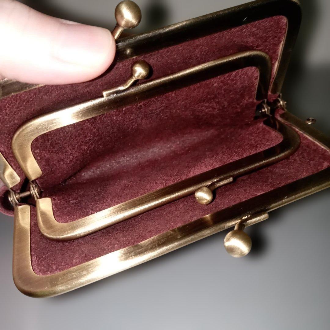 姫路レザー　親子がま口財布　コンパクト財布　紫　パープル　ヴァイオレット　がま口