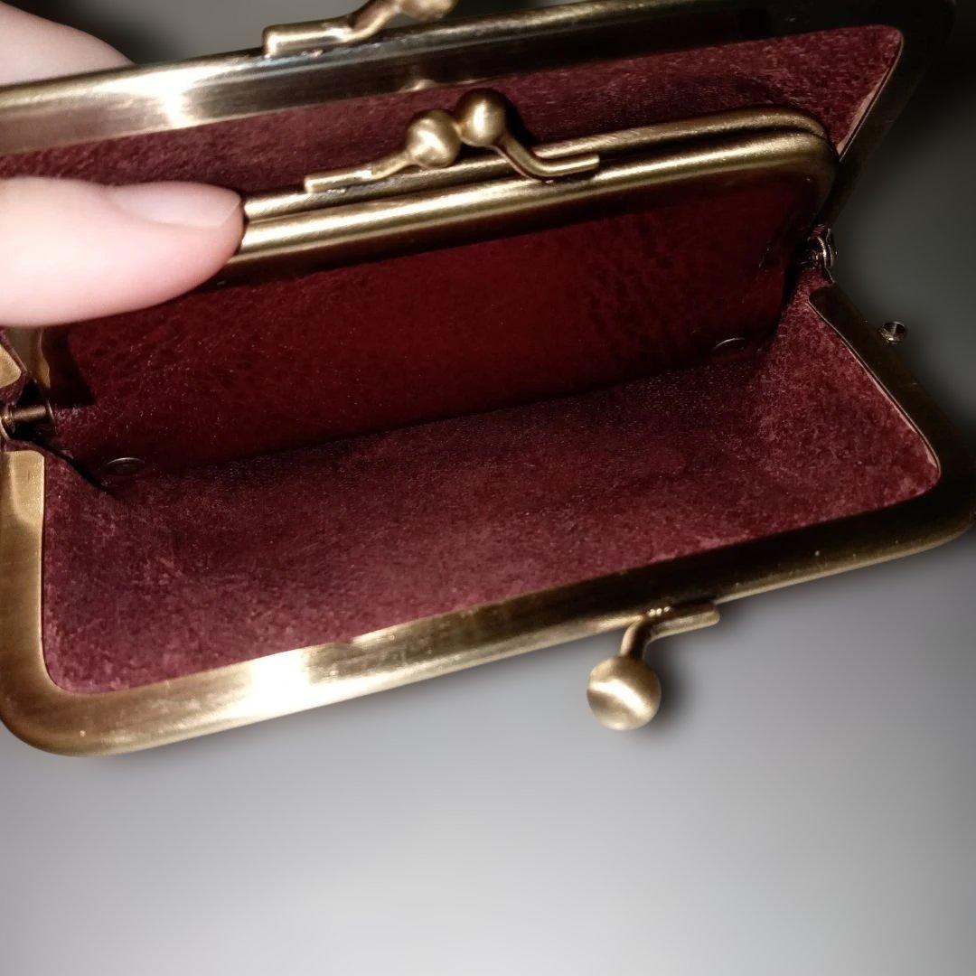 姫路レザー　親子がま口財布　コンパクト財布　紫　パープル　ヴァイオレット　がま口