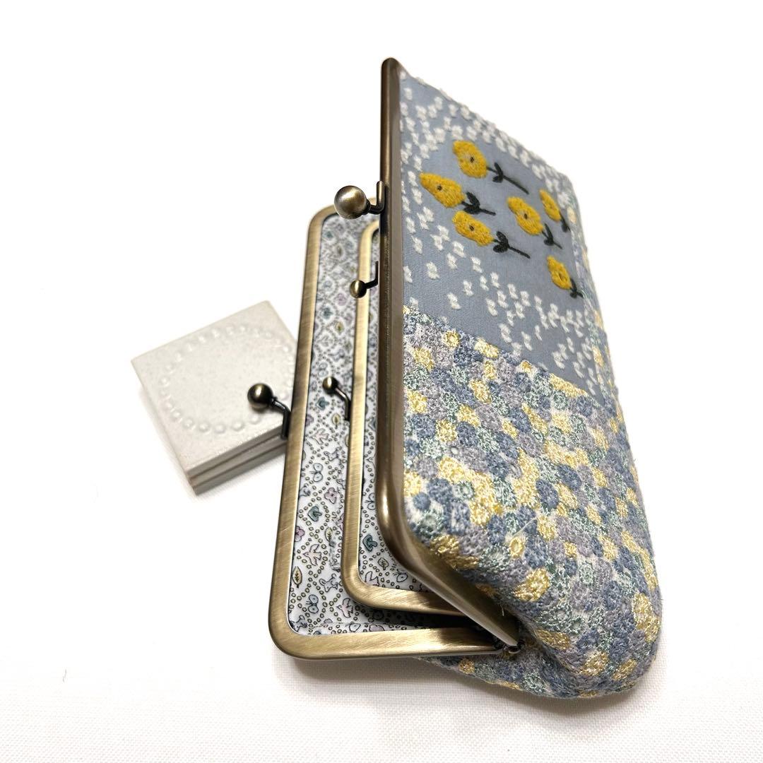ミナペルホネンハンドメイド⭐️ちょっと特別ながま口　親子長財布スカイフル　バラード