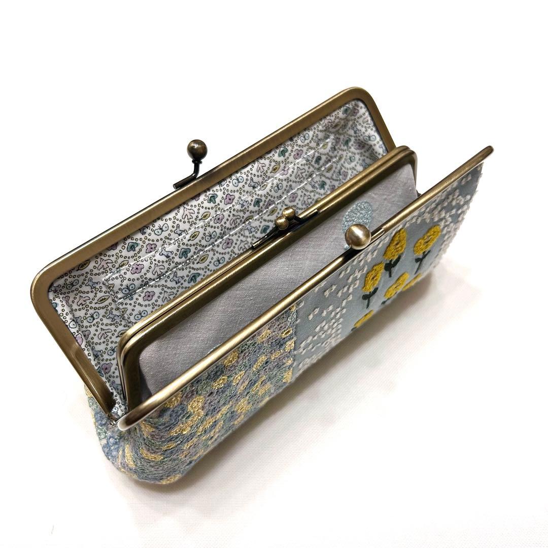 ミナペルホネンハンドメイド⭐️ちょっと特別ながま口　親子長財布スカイフル　バラード