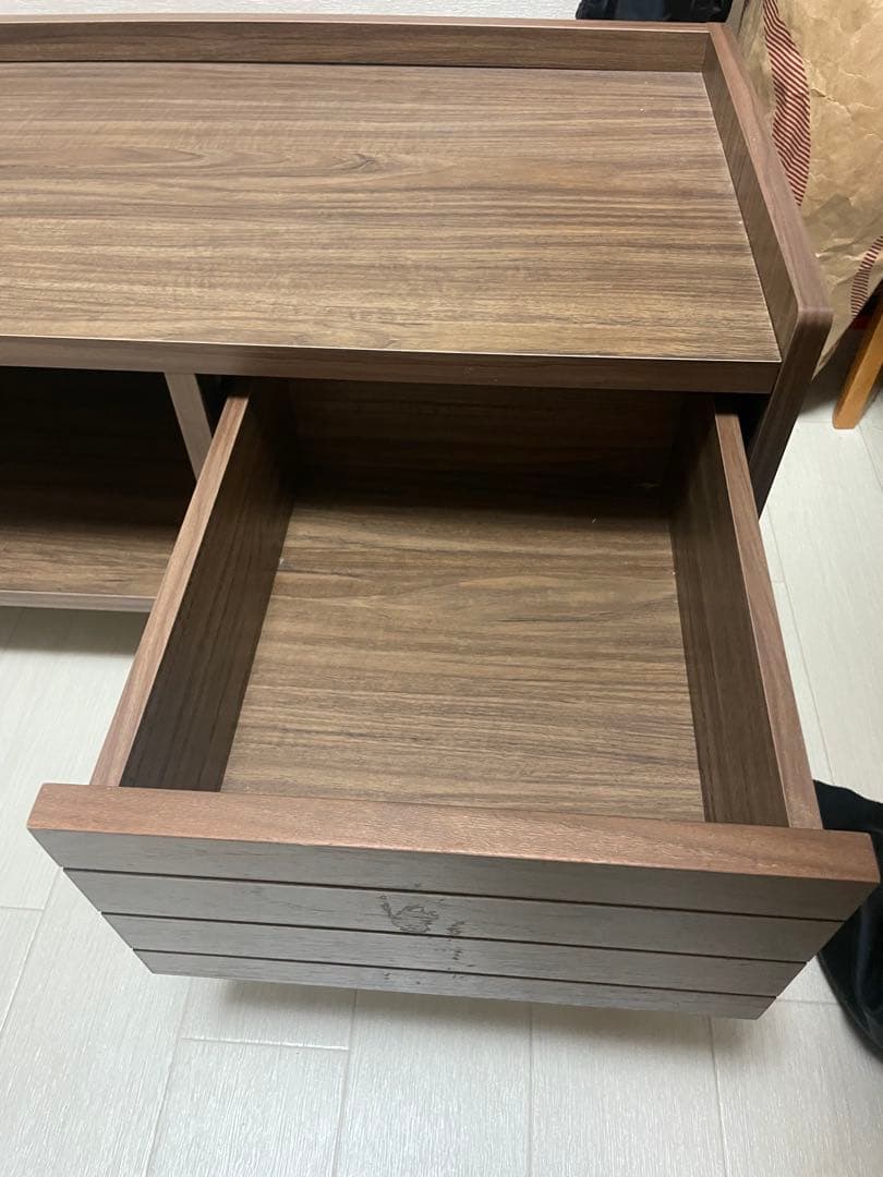 ブラウン 木製 テレビ台 引き出し付き