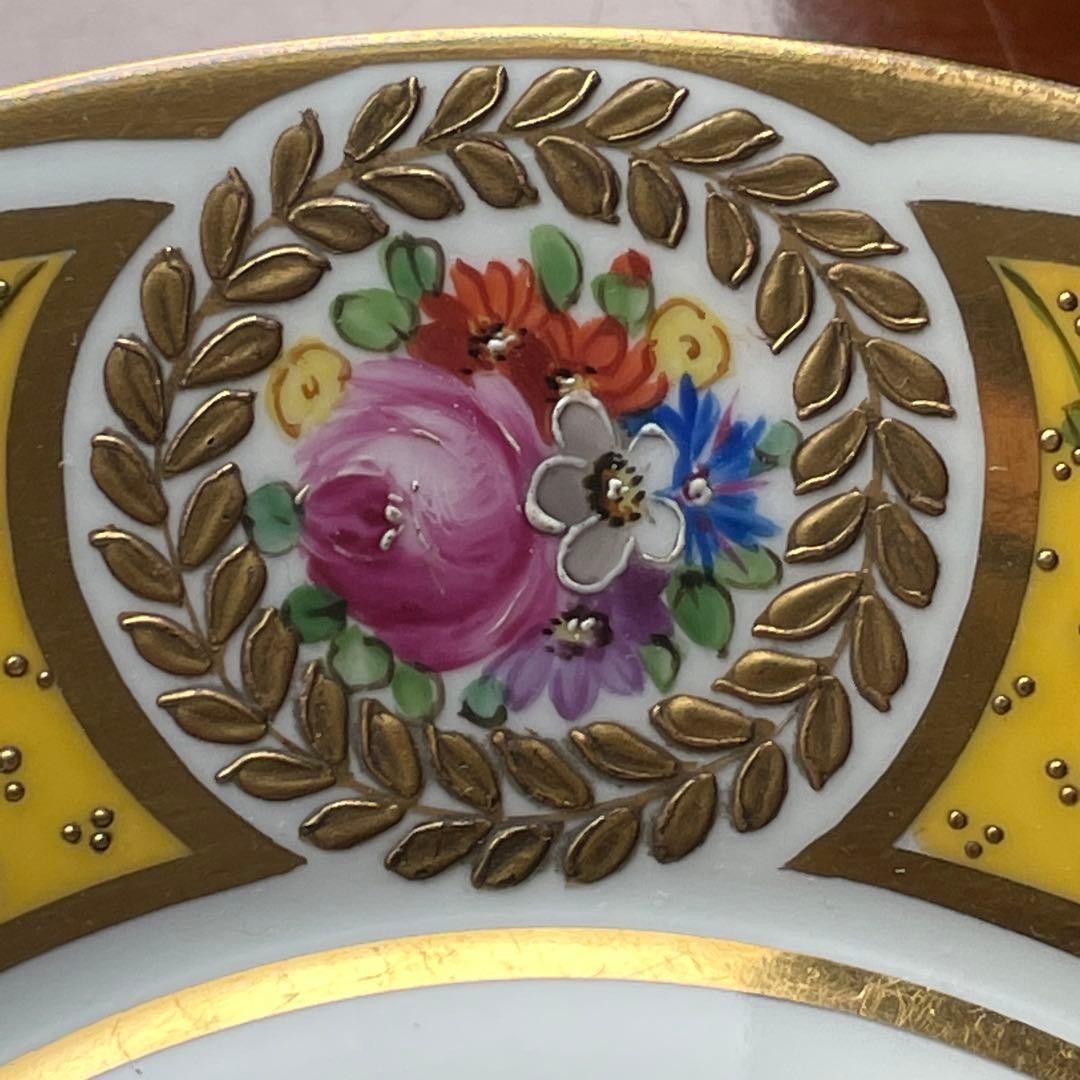 美麗 KPMベルリン コンポート ブロンズフット ファビュラス 美しい黄色 金彩