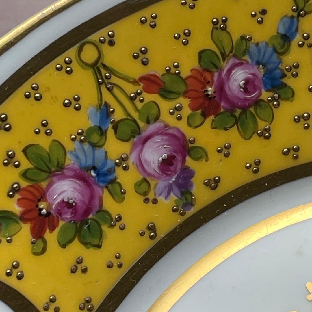 美麗 KPMベルリン コンポート ブロンズフット ファビュラス 美しい黄色 金彩