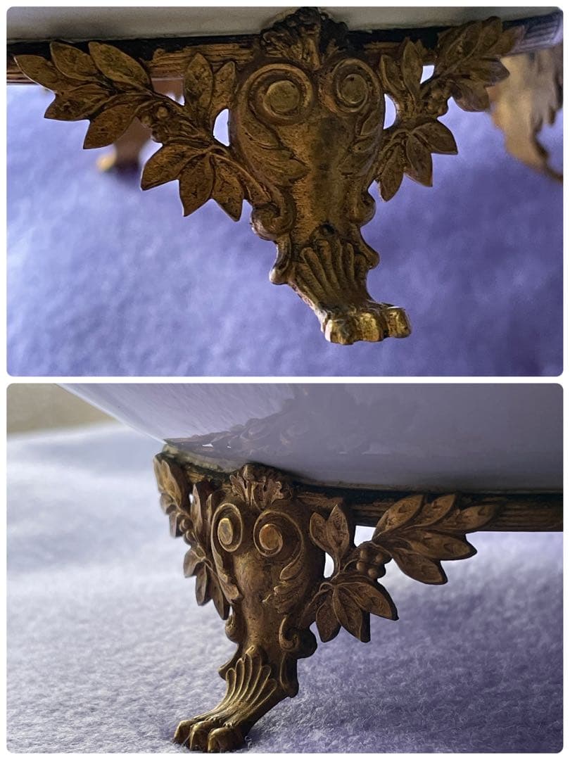 美麗 KPMベルリン コンポート ブロンズフット ファビュラス 美しい黄色 金彩