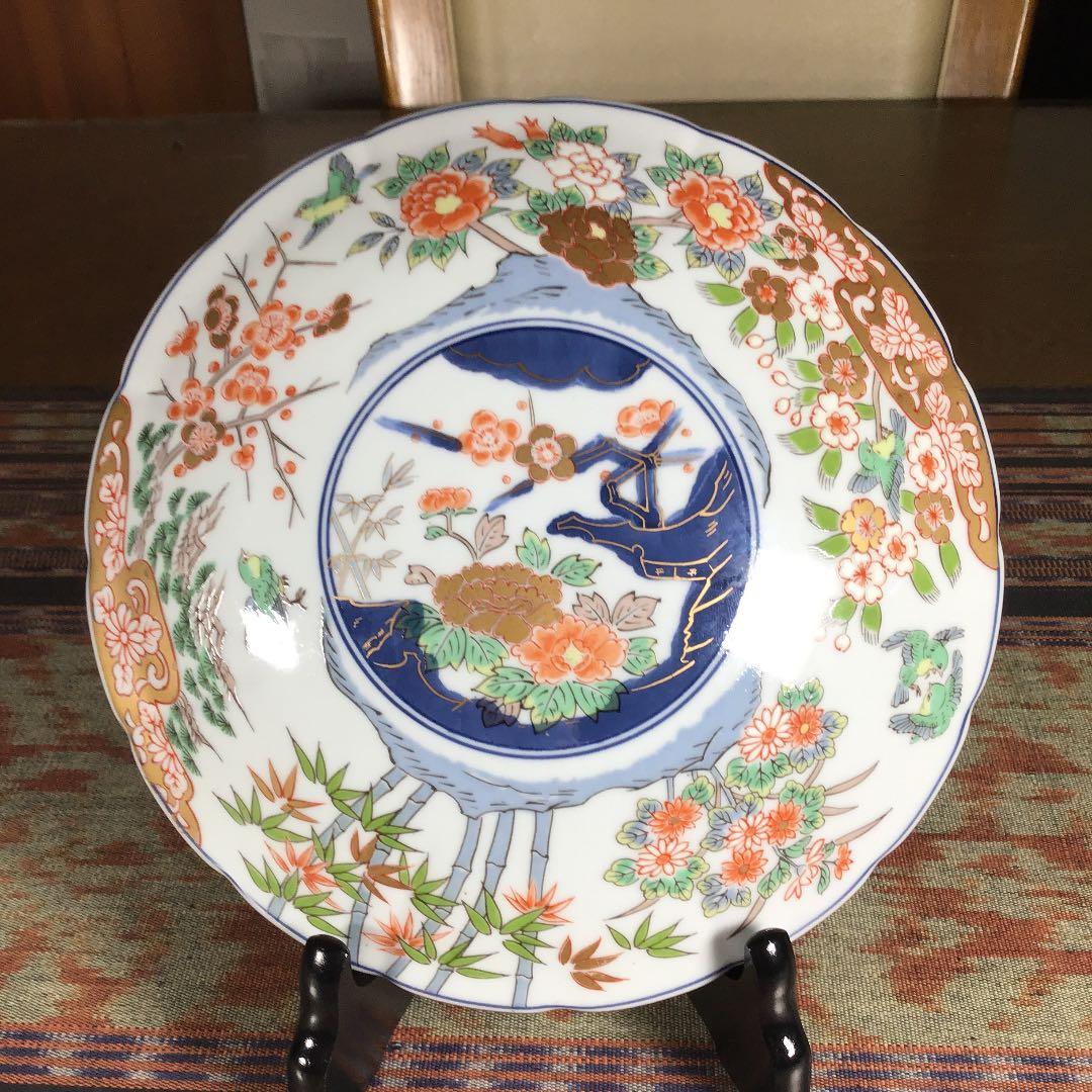 骨董品　有田焼　弥右エ門　『古伊万里飛鳥　重ね鉢』　特大　三段重