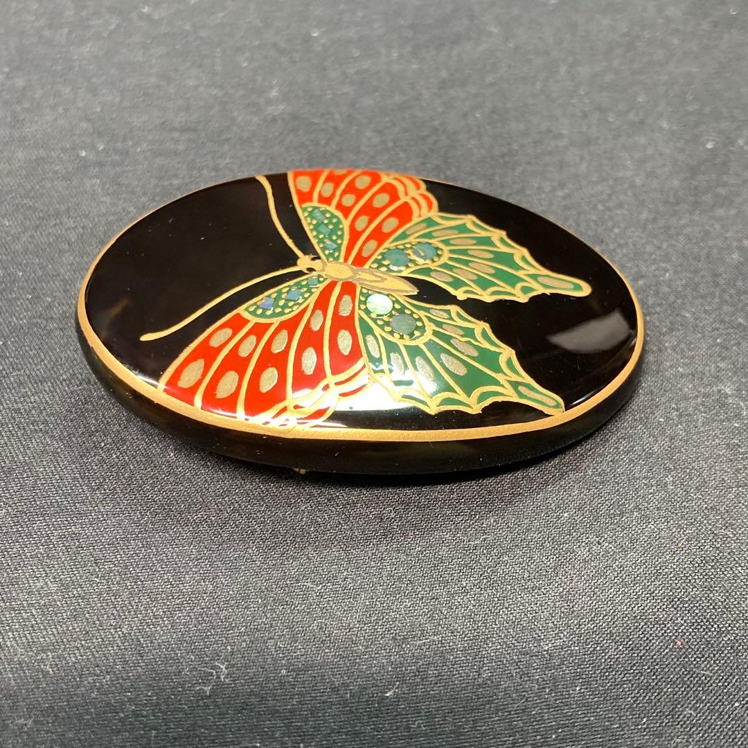 《広行作》金彩 蝶ブローチ 鼈甲製