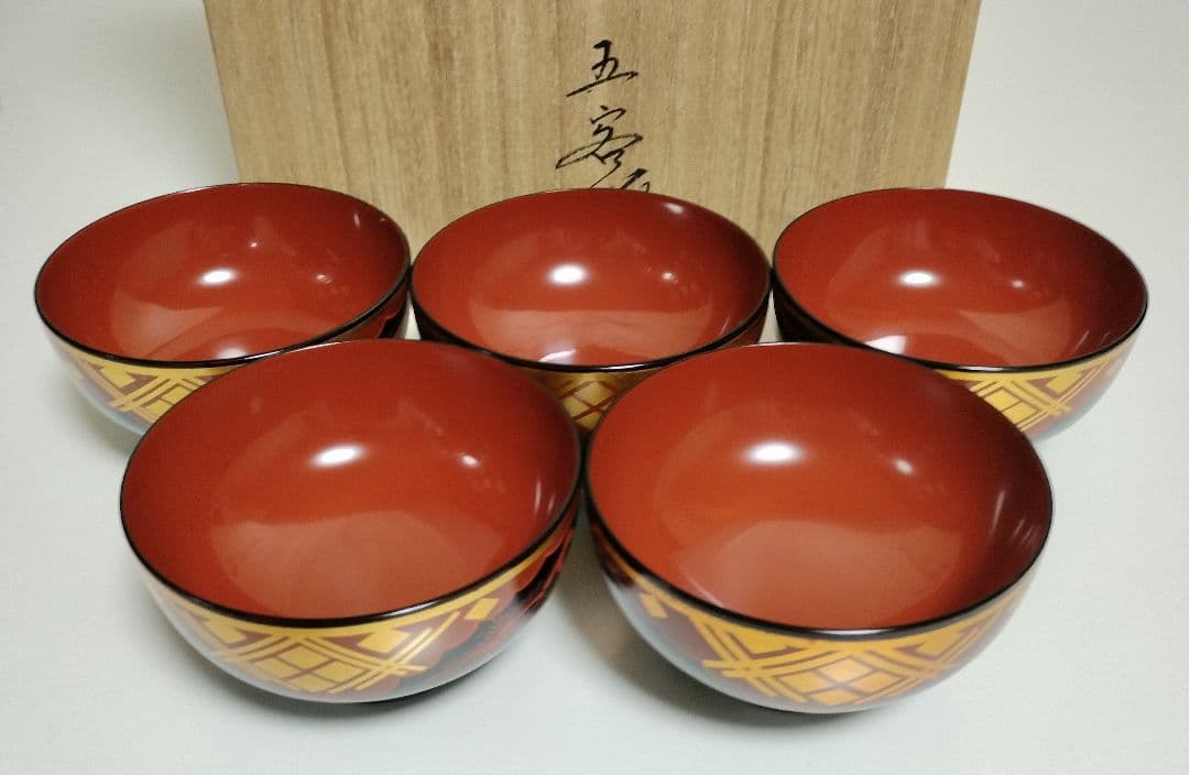 秀衡塗　秀衡椀　5客セット　煮物椀 雑煮椀