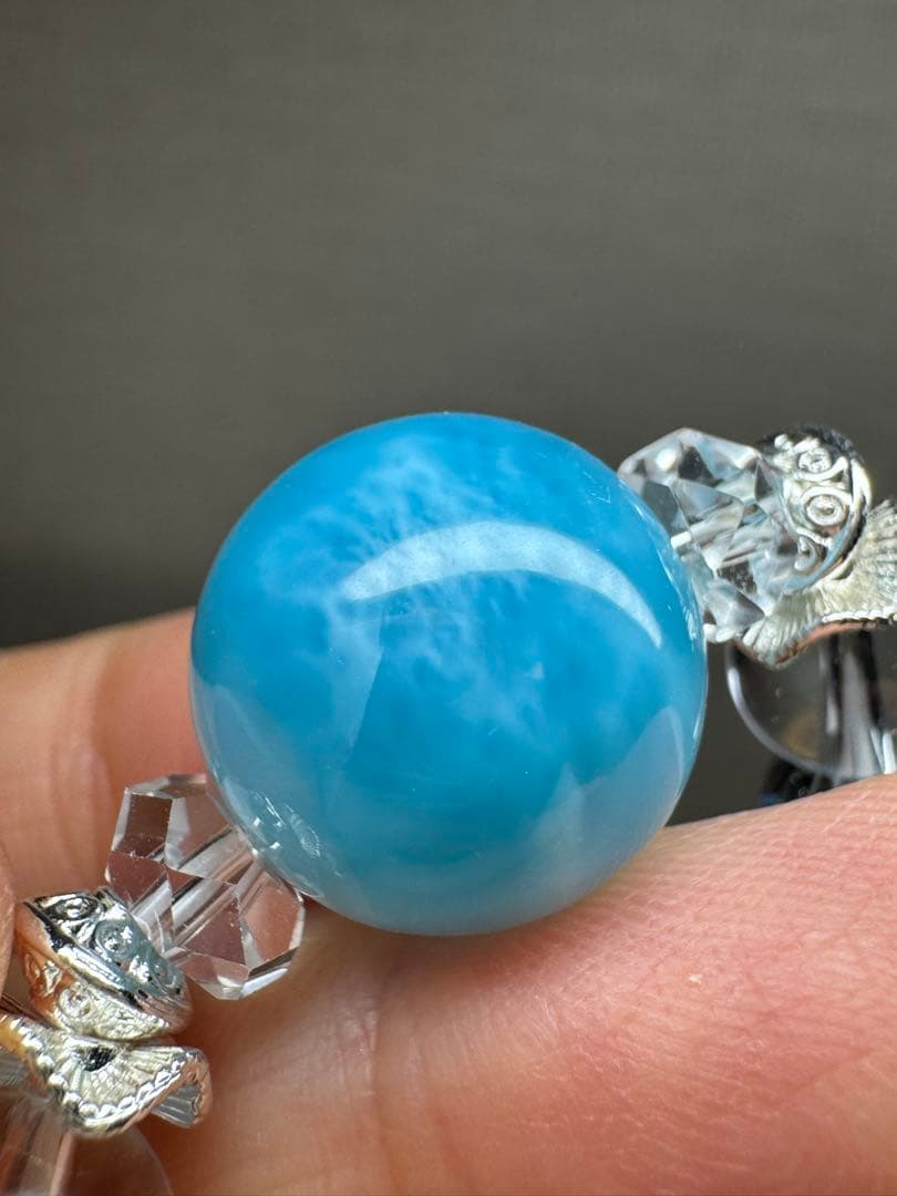 希少　宝石品質　ラリマー　ブルートパーズブレスレット