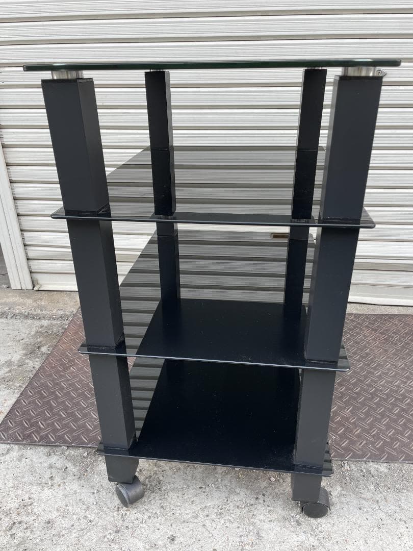 ★状態〇★ オーディオラック FITUEYES 強化ガラス 棚板 キャスター付き