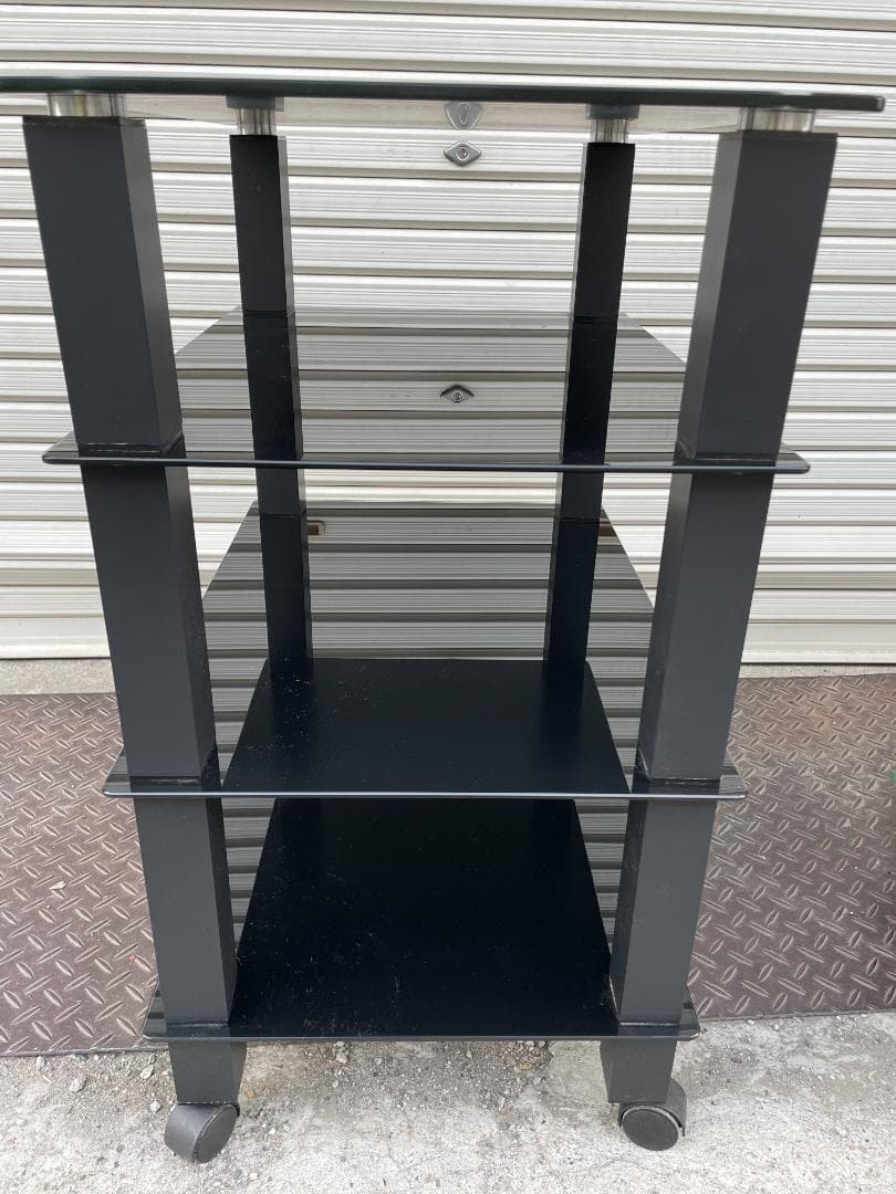 ★状態〇★ オーディオラック FITUEYES 強化ガラス 棚板 キャスター付き