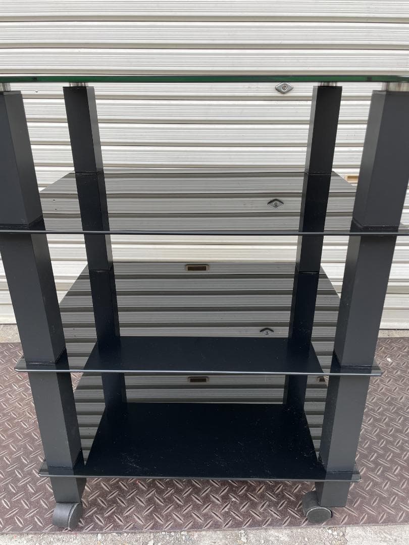 ★状態〇★ オーディオラック FITUEYES 強化ガラス 棚板 キャスター付き