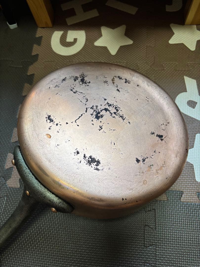 銅製　厚板　片手浅型鍋　28センチ