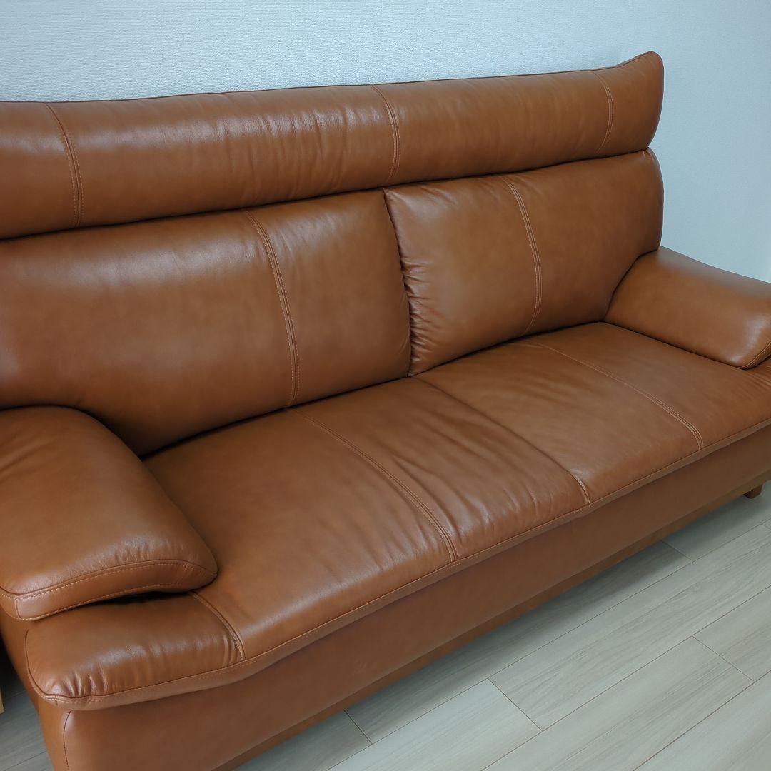 ブラウンレザーソファ ３人用