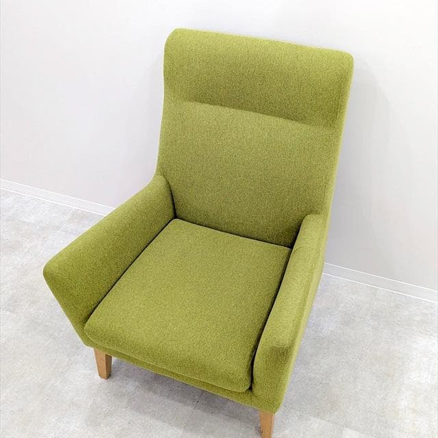 フランフラン廃番ライトグリーンハイバックソファ1シーター - メルカリ