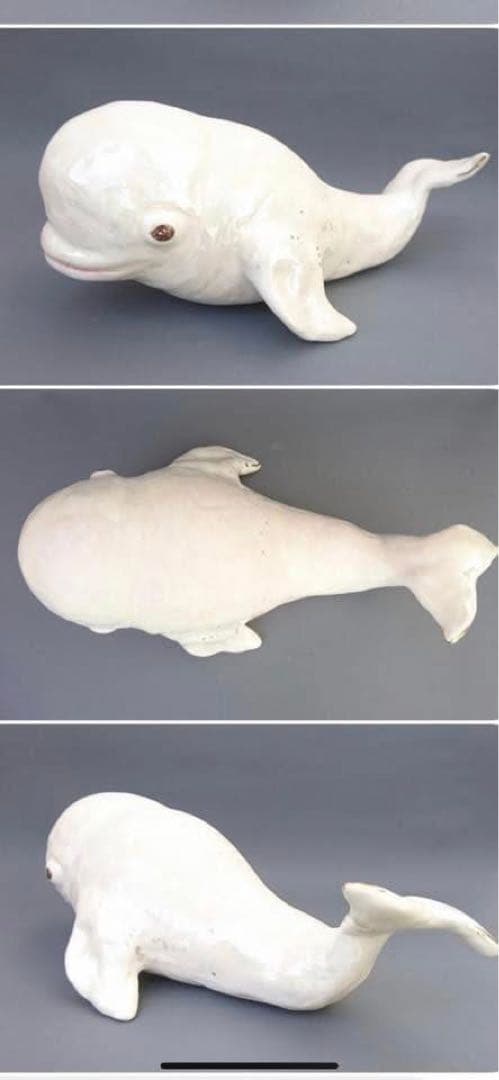白い陶器のシロイルカの置物 , 陶芸家リュドミラ・アルヒポワ