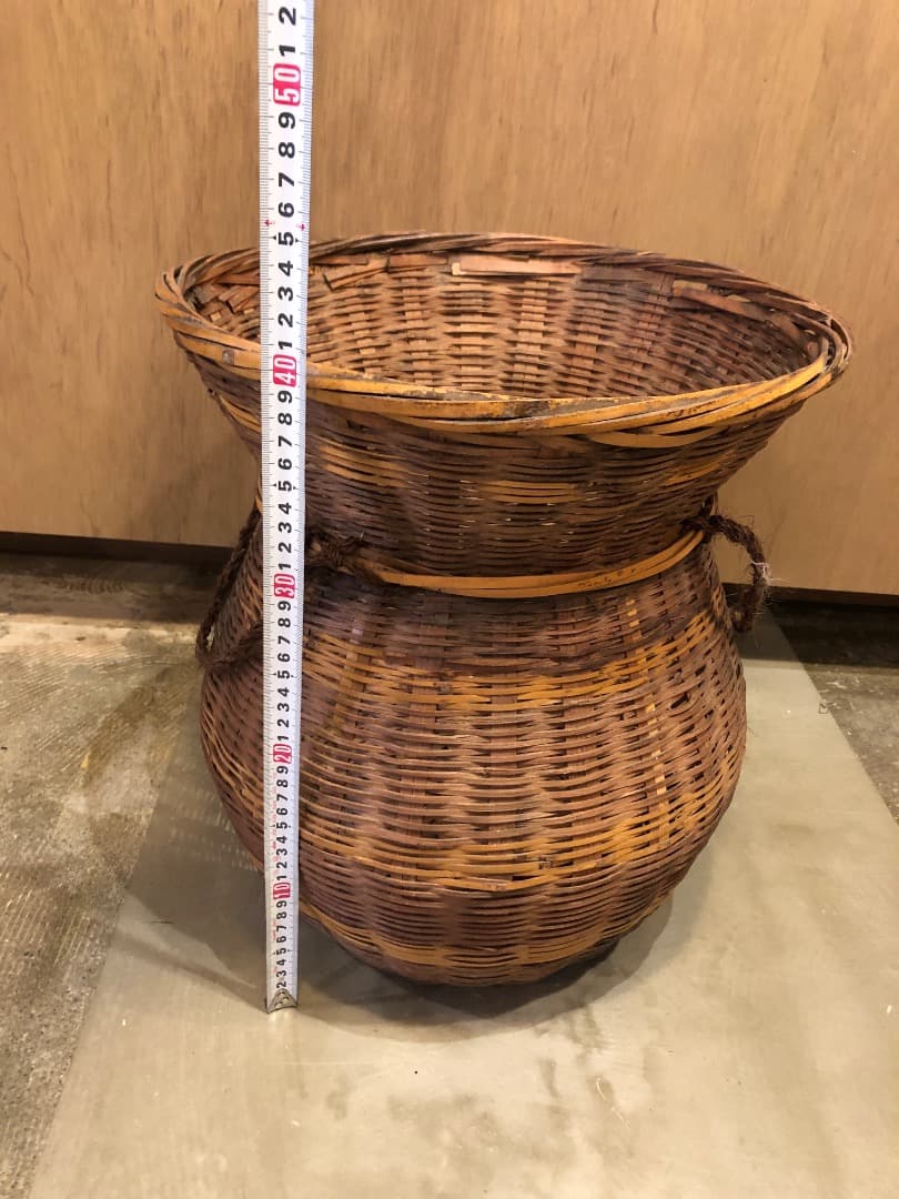 【アンティーク】竹製　ひょうたん形バスケット　古かご　カゴ　バスケット　収納