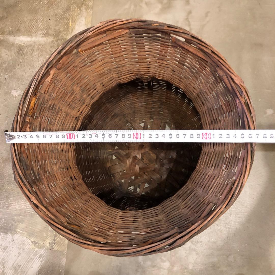 【アンティーク】竹製　ひょうたん形バスケット　古かご　カゴ　バスケット　収納