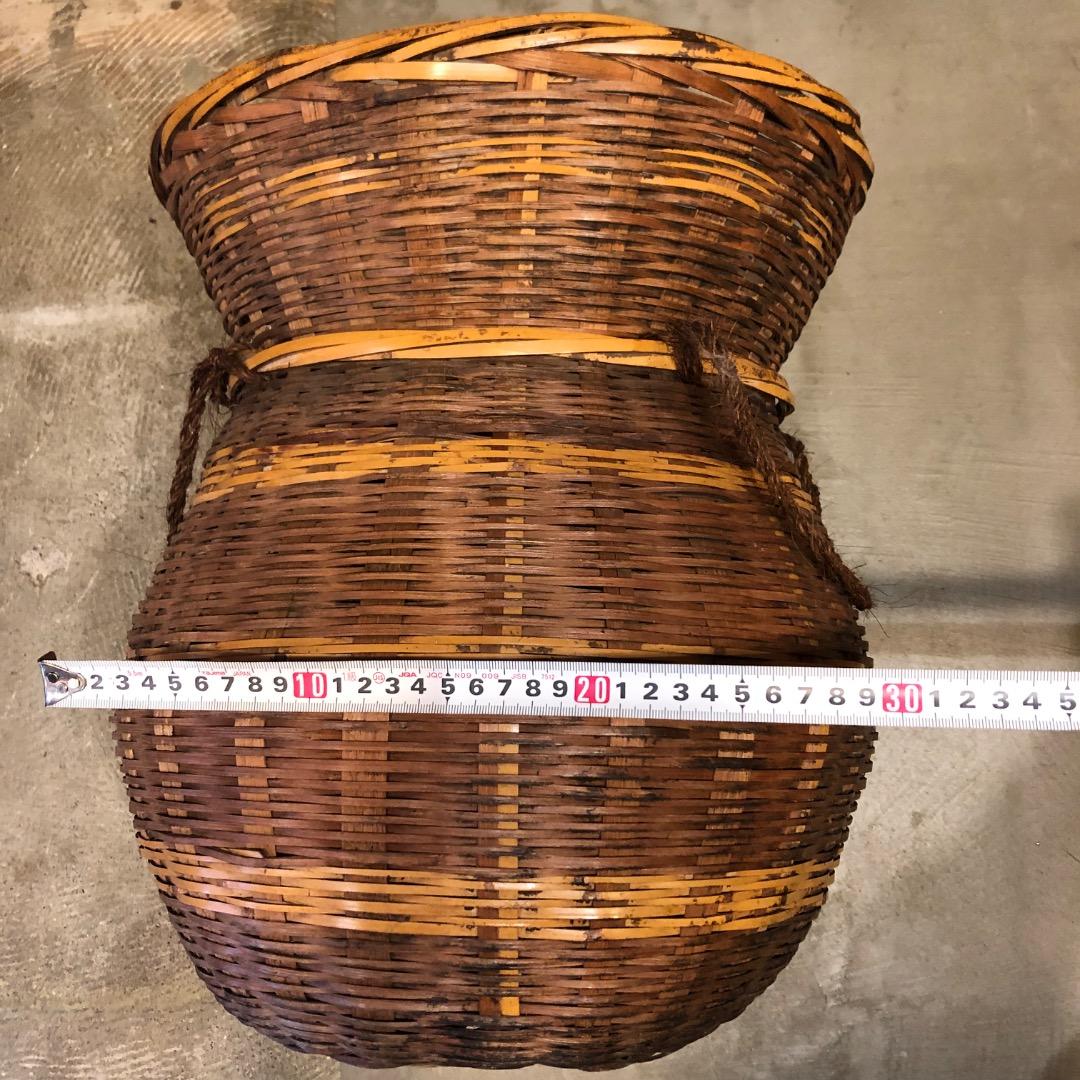【アンティーク】竹製　ひょうたん形バスケット　古かご　カゴ　バスケット　収納