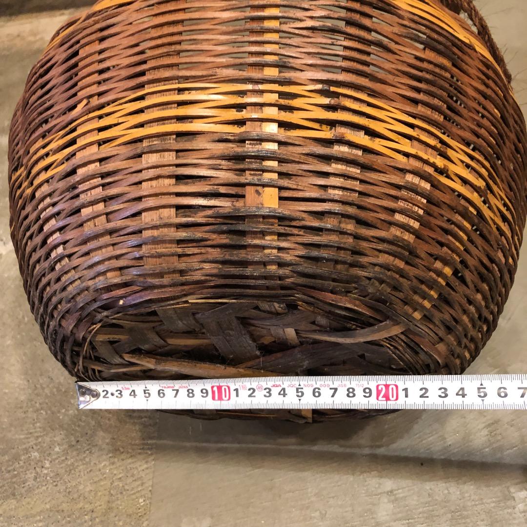 【アンティーク】竹製　ひょうたん形バスケット　古かご　カゴ　バスケット　収納