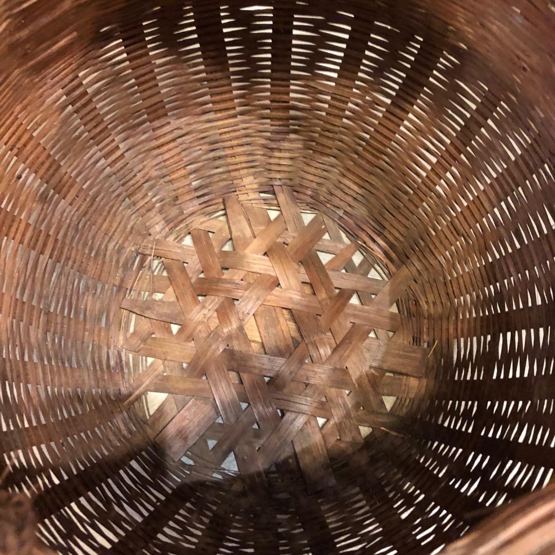 【アンティーク】竹製　ひょうたん形バスケット　古かご　カゴ　バスケット　収納