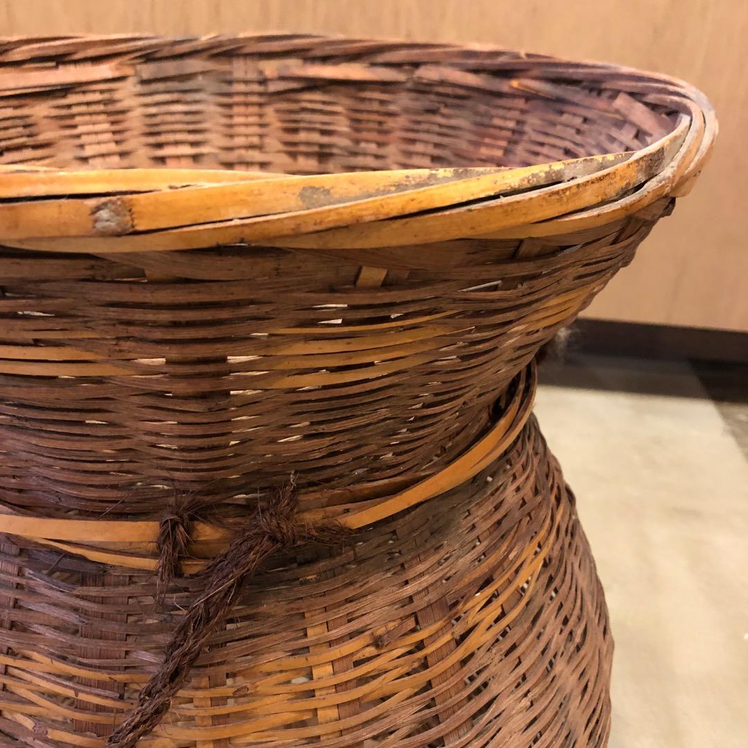 【アンティーク】竹製　ひょうたん形バスケット　古かご　カゴ　バスケット　収納