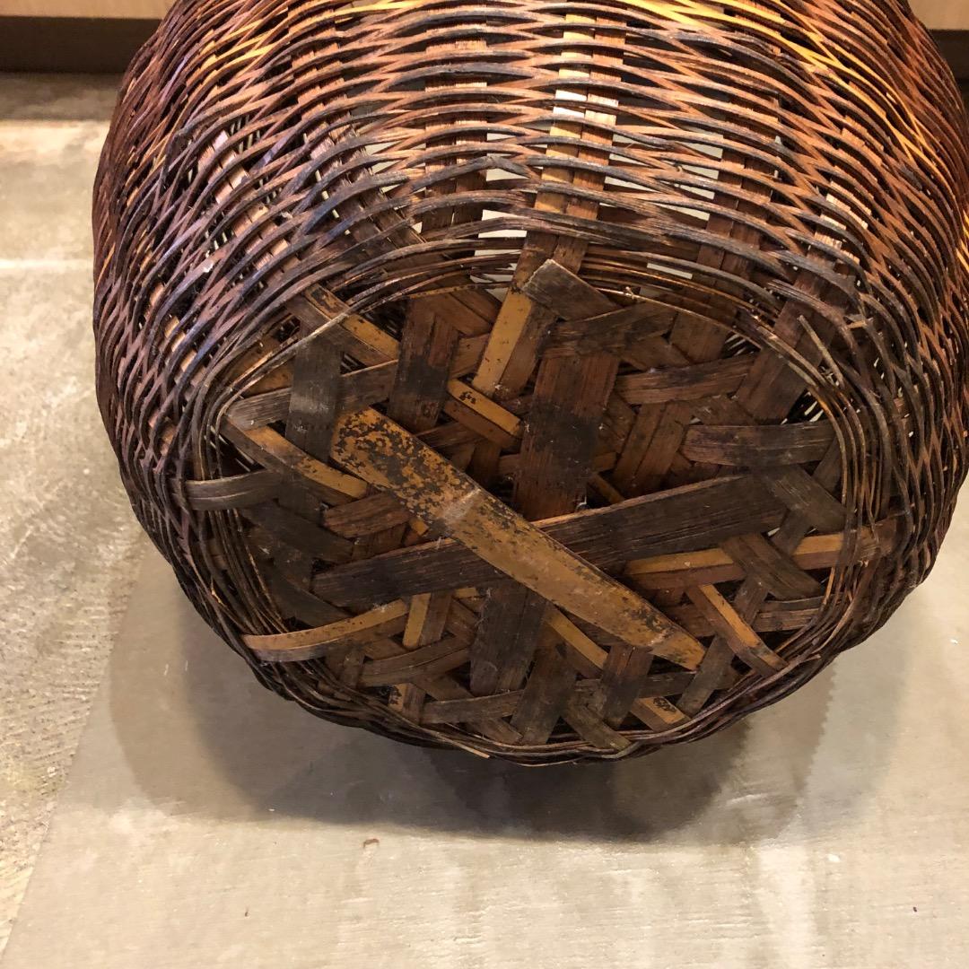 【アンティーク】竹製　ひょうたん形バスケット　古かご　カゴ　バスケット　収納