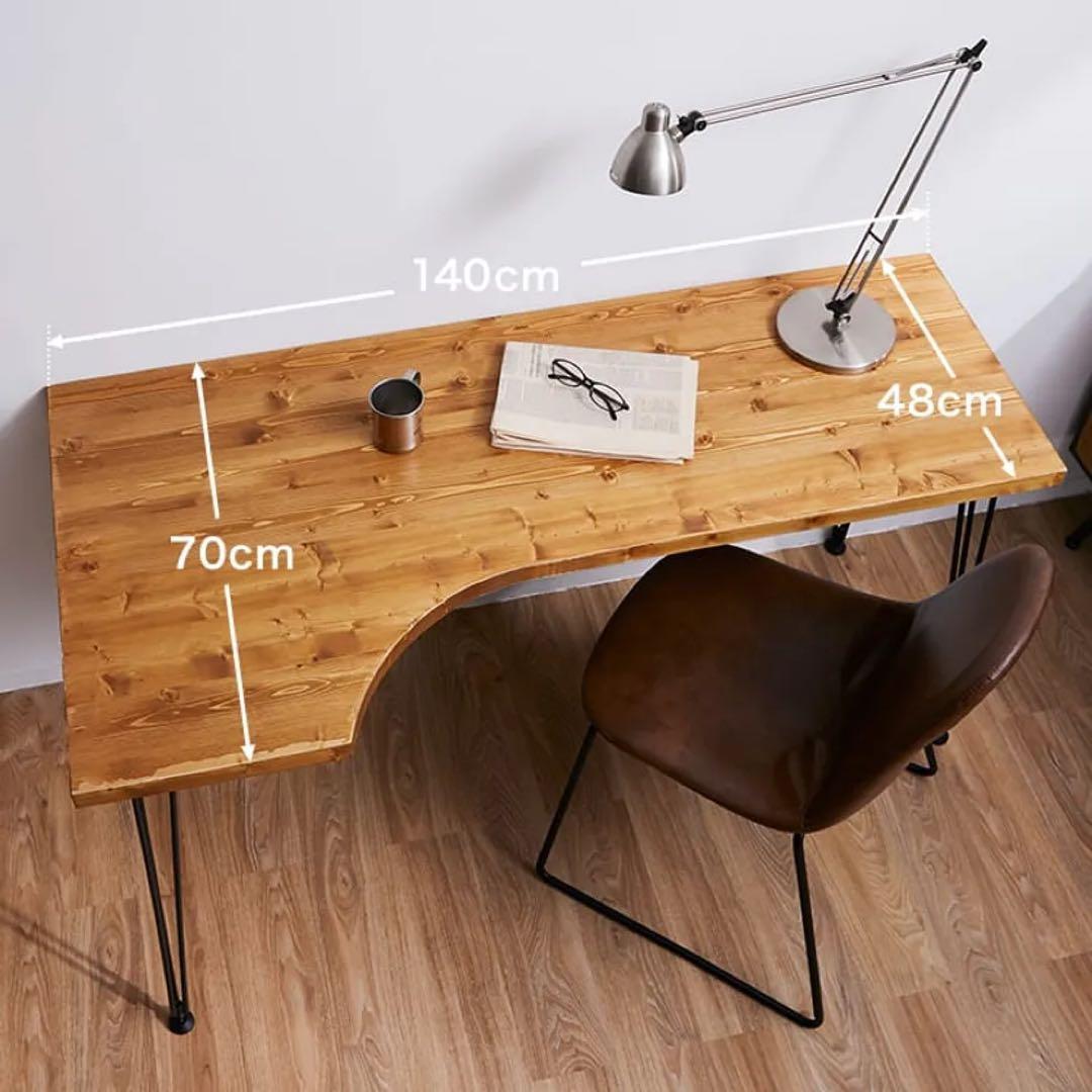 140cm L字デスク　天然木使用　インダストリアル調　ヴィンテージ